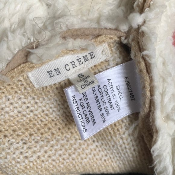 En Creme faux shearling lined cardigan sweater winter size small - Picture 4 of 4